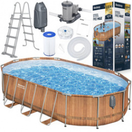 Bestway Basen stelażowy 610x366x122 deska 10w1 pompa drabinka + LED 56719 uniwersalny