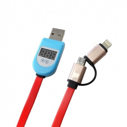 K784A KABEL USB- MICROUSB- IPHON 2W1 LCD