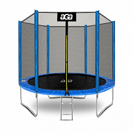 Aga SPORT TOP Trampolin, 244 cm 8 ft Blau, Kindertrampolin, Gartentrampolin mit Sicherheitsnetz + Sicherheitsnetz + Leiter