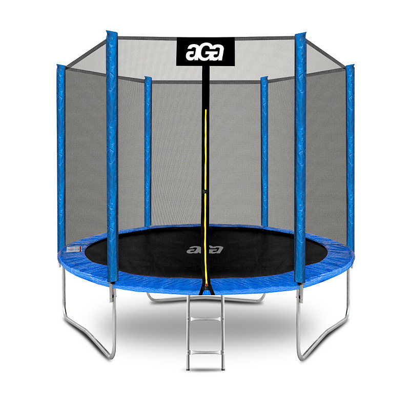 Aga SPORT TOP Trampolin, 244 cm 8 ft Blau, Kindertrampolin, Gartentrampolin mit Sicherheitsnetz + Sicherheitsnetz + Leiter