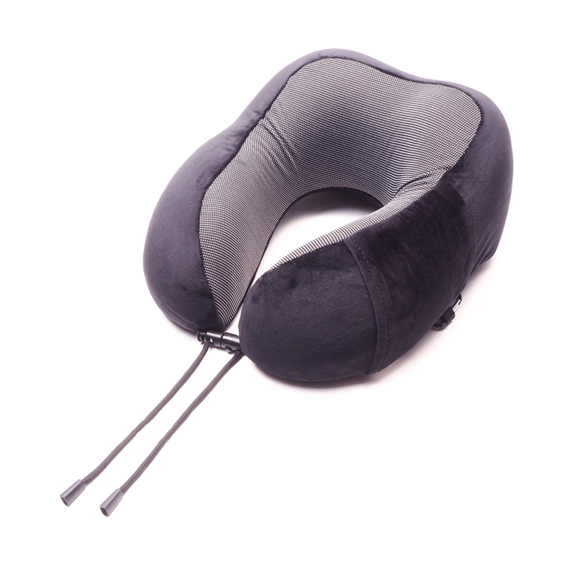 Aga Nackenkissen Flugzeug, Reisekissen Memory Foam, Ergonomisch Gestaltetes Nackenhörnchen,  Ideal für Reisen, Flugzeug, Auto, Büro DS1706 Schwarz