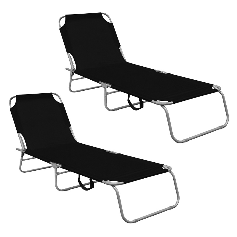 Aga 2x Gartenliege verstellbar Schwarz