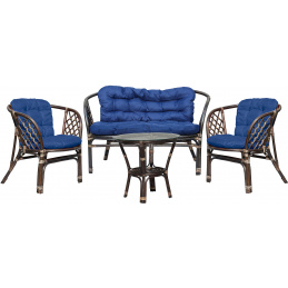 Aga-Rattan-Garnitur BAHAMA Choco Dunkelblau