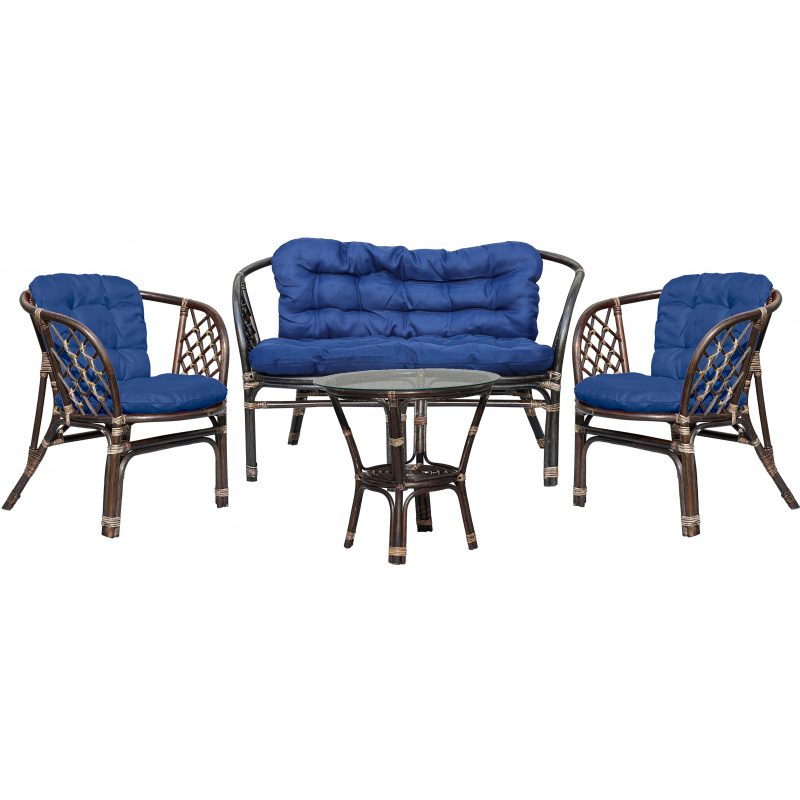 Aga-Rattan-Garnitur BAHAMA Choco Dunkelblau