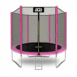 Aga SPORT TOP Trampolin, 244 cm 8 ft Rosa, Kindertrampolin, Gartentrampolin mit Sicherheitsnetz + Sicherheitsnetz + Leiter
