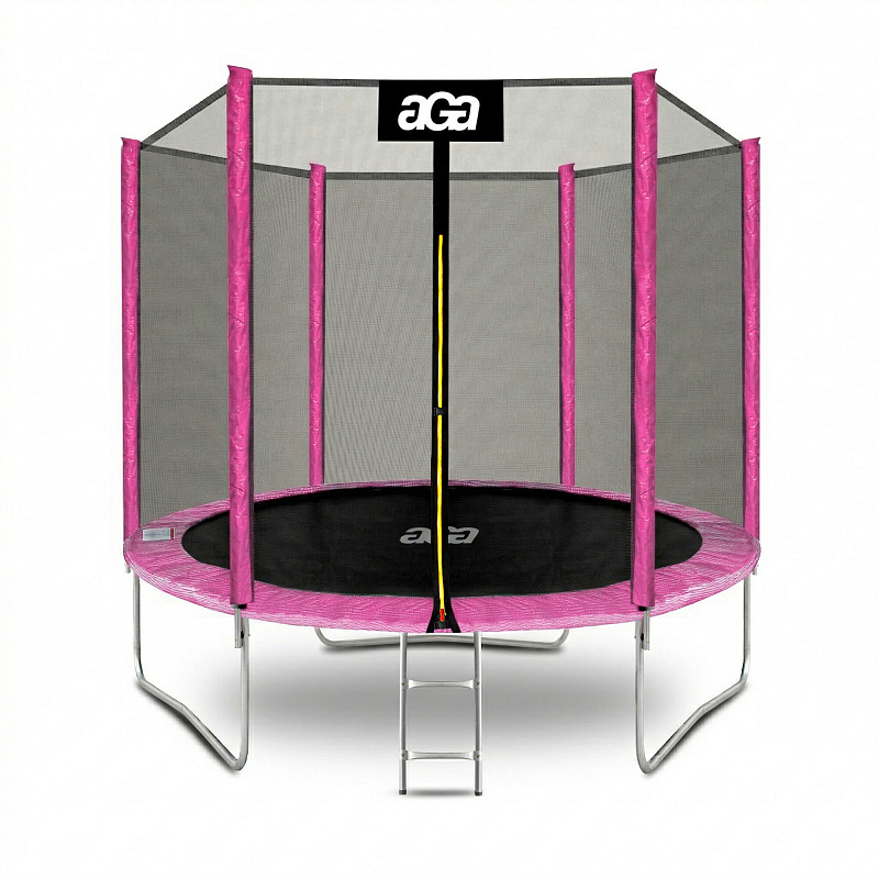 Aga SPORT TOP Trampolin, 244 cm 8 ft Rosa, Kindertrampolin, Gartentrampolin mit Sicherheitsnetz + Sicherheitsnetz + Leiter