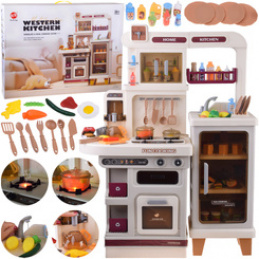 Interaktywna beżowa kuchnia dla dzieci + efekty: światło dźwięk para ZA5766 uniwersalny