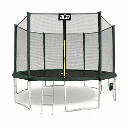 Aga SPORT PRO Trampolin 427 cm 14 ft Dunkelgrün,Kindertrampolin,Gartentrampolin mit Sicherheitsnetz + Schutznetz + Leiter
