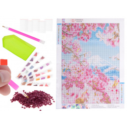 Aga Diamant Painting 5D Diamant Gemälde Kreuzstich "Kirschblüten" 3D Diamant Mosaik Strass Landschaft Diamant Stickerei Landschaft