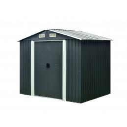 Aga Gartenhaus MR4051 - 4,1 m2 - 236x206x174 cm - für Werkzeuge - verzinkter Stahl - Garten-Lagerschuppen - Dunkelgrau - Große Doppelschiebetüren