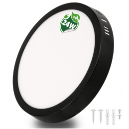 Přisazený kulatý černý LED panel 24W EMC - neutrální bílá