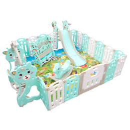 Aga4Kids Kinder Kunststoff-Laufstall mit Zubehör 206x177x64 cm Grün