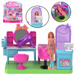 Mattel Mini Barbie Land Lalka fryzjerka + ruchomy salon fryzjerski ZA6041 D uniwersalny