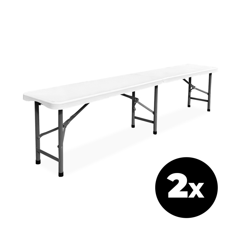 Aga 2x Klappbare Kunststoffbank 180x30x43 cm