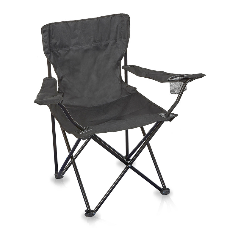 Linder Exclusiv Klappstuhl PO2481 – Campingstuhl & Angelstuhl mit Getränkehalter & Tragetasche, bis 120 kg, Dunkelgrau Faltbar Stuhl, Gartenstuhl