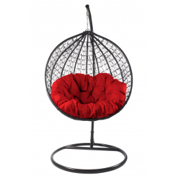 Aga Hängesessel,Hängesitz, Gartenmöbel, Gartensessel mit Stahlskelett, Hängekorb, Hängeschaukel bis 120 kg MR4202B-R Schwarz/Rot