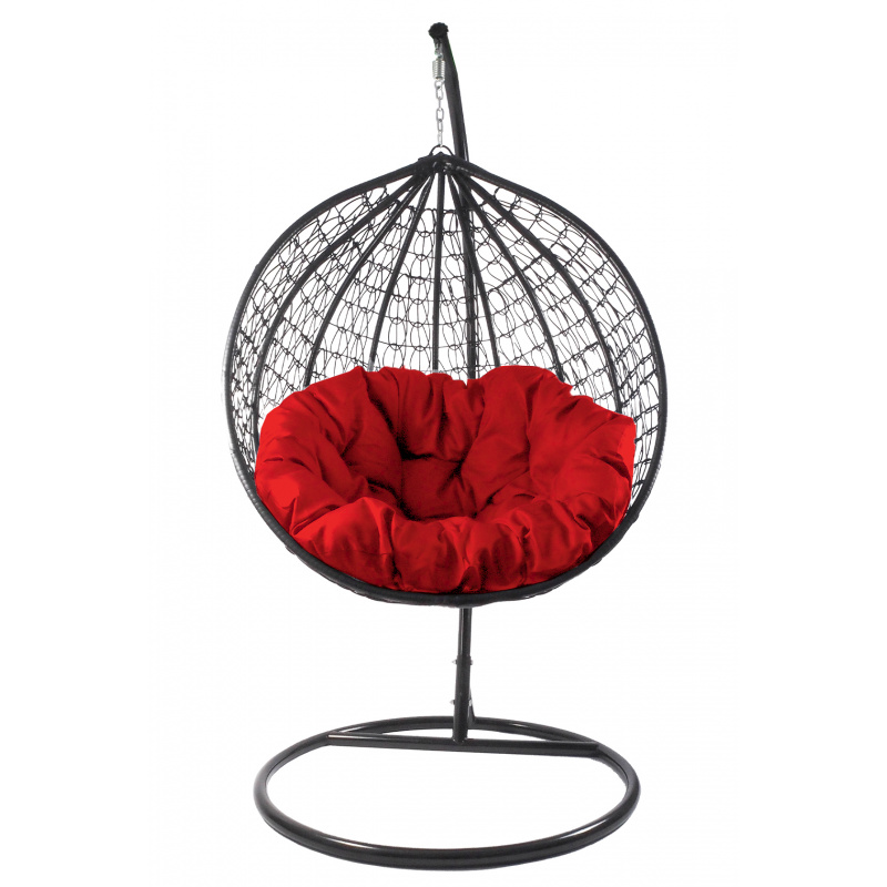 Aga Hängesessel,Hängesitz, Gartenmöbel, Gartensessel mit Stahlskelett, Hängekorb, Hängeschaukel bis 120 kg MR4202B-R Schwarz/Rot