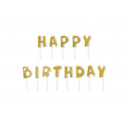 Aga4Kids Goldene Flammenkerzen Happy Birthday 6 Stück
