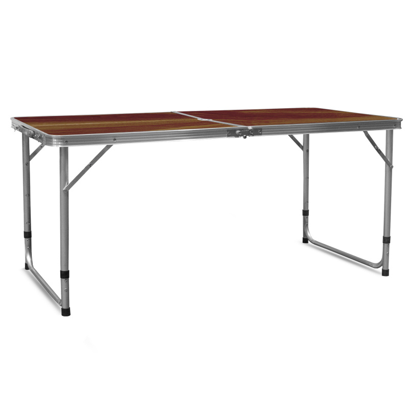Aga Campingtisch klappbar Gartentisch 120x60x54/60/70 cm – Aluminium-Klapptisch mit MDF-Platte & Tragegriff – stabil, wetterfest & kompakt – für Camping, Garten & Reisen Braun