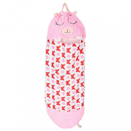 Dětský spací pytel turistický polštář 2v1 135x50cm růžový