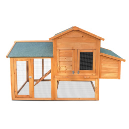 Aga Hühnerstall mit Auslauf aus Holz – wetterfest, inkl. Nistkasten und Rampe, für Hühner, 169x75x103 cm