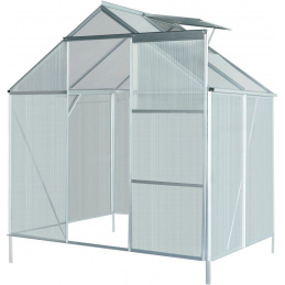 Aga Garten-Gewächshaus UV-gefilterten Polycarbonat-Kammerplatten,klappbaren praktische Dachfenster und Schiebetür MR4038 129x190x207 cm + Sockel