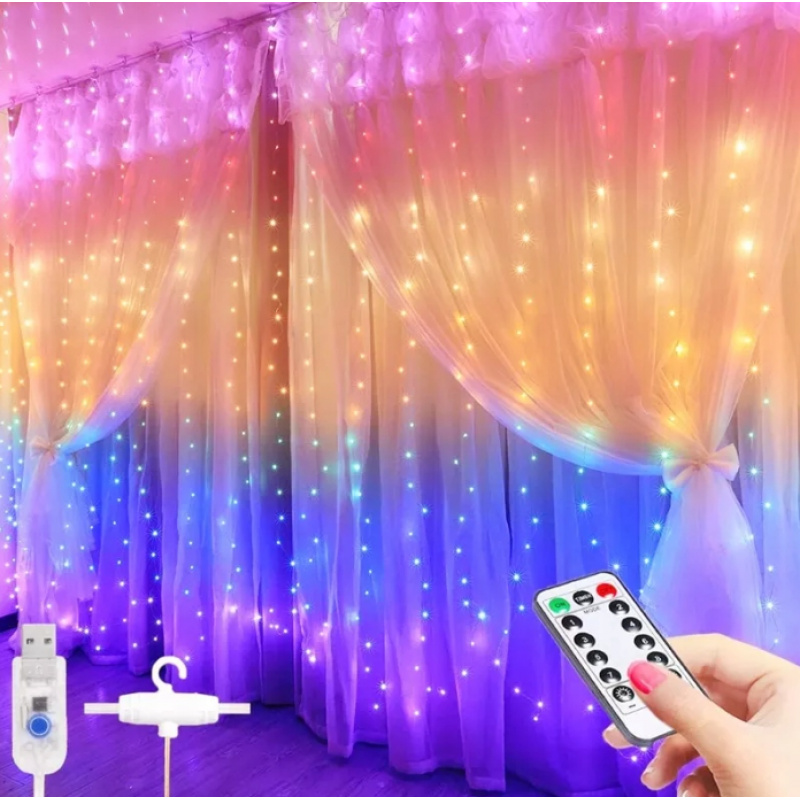 LED-Lichtvorhang 3x2,8m - multicolor