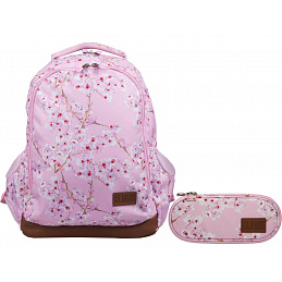 St.RIGHT Schulset Flowers Zweikammerrucksack mit Federmäppchen