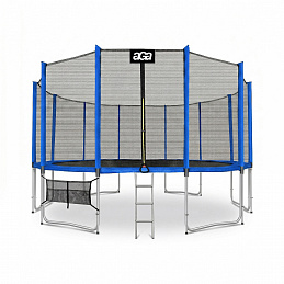 Aga SPORT PROTrampolin,Kindertrampolin,Gartentrampolin mit Sicherheitsnetz 496 cm 16 ft Blau + Schutznetz + Leiter + Schuhtasche