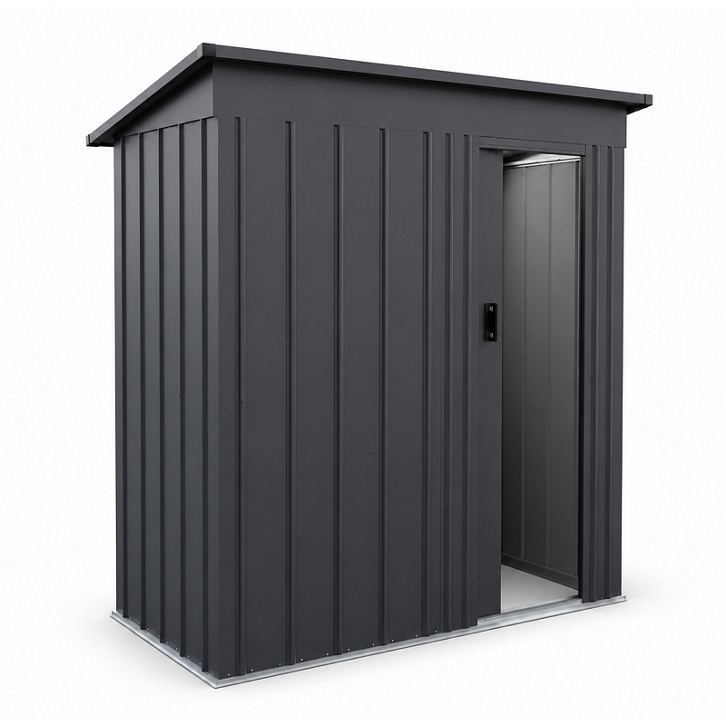 Aga Gartenhaus MR4057 – verzinkter Stahl, 1,5 m² – 163x182x89 cm - Schiebetür 61x165 cm – dunkelgrau – robust & witterungsbeständig – für Gartengeräte