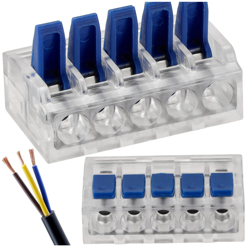 Sada 50x Drátová elektrická rychlospojka 32A 5-kolejová 0,2-4mm