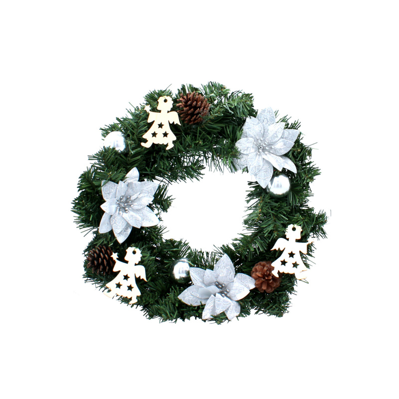 Aga Weihnachtskranz 40 cm Silber