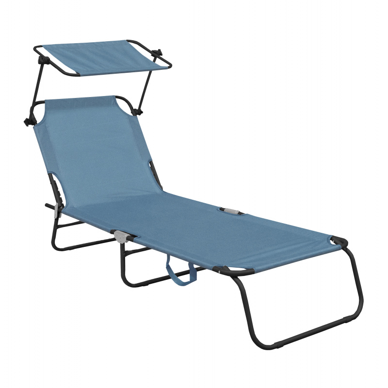 Aga Klappbarer Garten-Liegestuhl mit Baldachin Hellblau