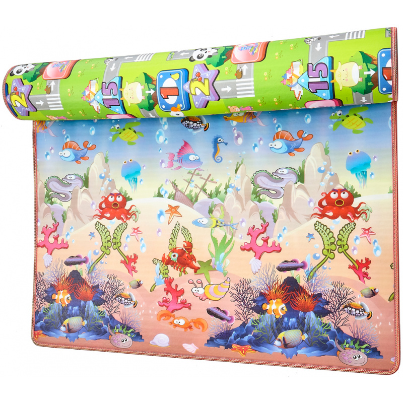 Aga4Kids Kinder Spielmatte 150x180 cm MR105  Krabbelmatte, Spielmatte doppelseitig, Spielunterlage ,Spielteppich, Spielteppich für Kinder