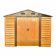 Aga Gartenhaus MR4056 – 6,6 m² verzinkter Stahl – 278x215x238 cm - Braun Holzdekor – große zweiflügelige Schiebetüren 127x171 cm – mit Lüftungsgittern