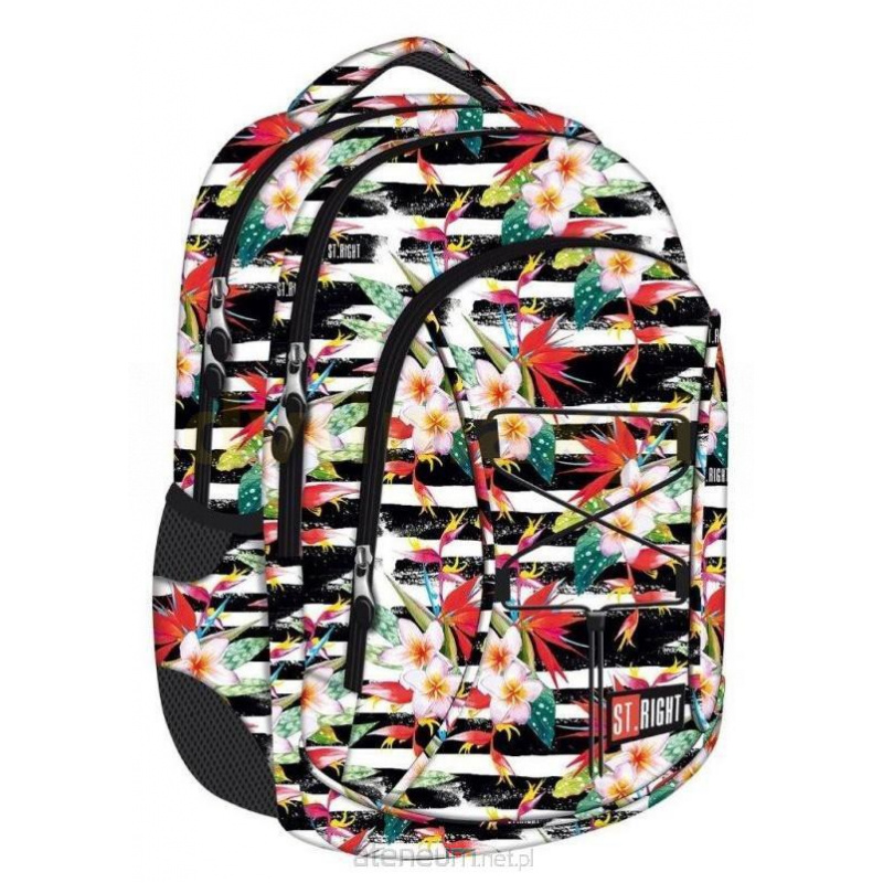 St.RIGHT Schulrucksack Tropical Stripes mit drei Kammern
