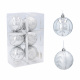 Aga Weihnachtskugeln 7cm 6 Stück Silber/Blätchen