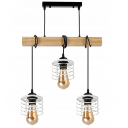 Závěsné stropní svítidlo LED dřevěný trám 3xE27 Lustr Spring bílý