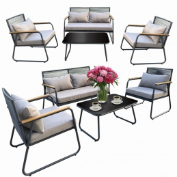 Zestaw mebli ogrodowych - 2x fotel, stolik, sofa