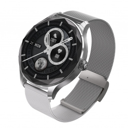 Garett Viva Silberne Smartwatch mit Stahlarmband