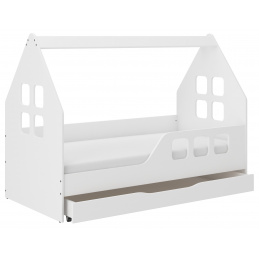 Holzspielzeug Kinderbett HOUSE 160x80 cm mit Schublade + Matratze