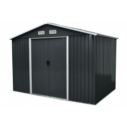 Aga Gartenhaus MR4053 – 301x214x238 cm - verzinkter Stahl – 7,2 m2 - Dunkelgrau  – Große Doppelschiebetüren – mit Lüftungsgittern
