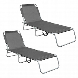 Aga 2x Gartenliege verstellbar Grau
