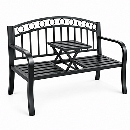 Aga Metall-Gartenbank mit ausklappbarem Tisch 127x53x84 cm