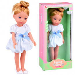 Lovely Girl Lalka z blond kokiem w białej sukience 33cm ZA5850 uniwersalny