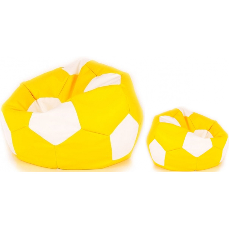 Aga Sitzsack Relaxationbag BALL XXXL Weiß - Gelb + Fußstütze
