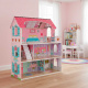 Aga MDF Holzpuppenhaus + Möbel 70cm rosa LED