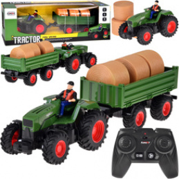 Sterowany Traktor na pilota z przyczepą + bale siana traktorzysta RC0717 uniwersalny