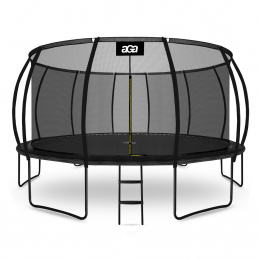 Aga SPORT EXCLUSIVE Trampolin, Kindertrampolin, Gartentrampolin mit Sicherheitsnetz  500 cm Schwarz + Schutznetz + Leiter
