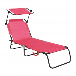 Aga Klappbarer Garten-Liegestuhl mit Baldachin MR4254 Rosa